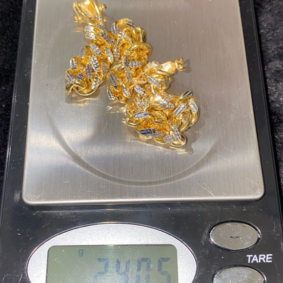 Mens 10k gold vermeil iced Cuban link chain and bracelet set Italian 925 stamped - Picture 11 of 11